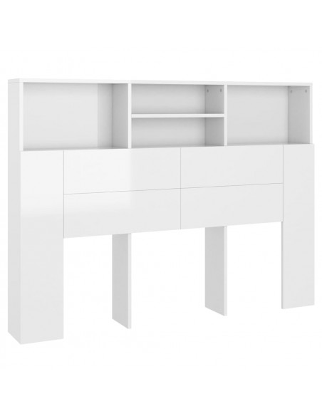 Testiera con Scomparti Bianco Lucido 140x19x103,5 cm