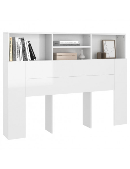 Testiera con Scomparti Bianco Lucido 140x19x103,5 cm