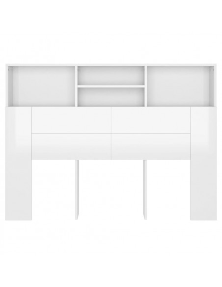 Testiera con Scomparti Bianco Lucido 140x19x103,5 cm