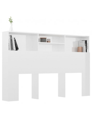 Testiera con Scomparti Bianco Lucido 160x19x103,5 cm