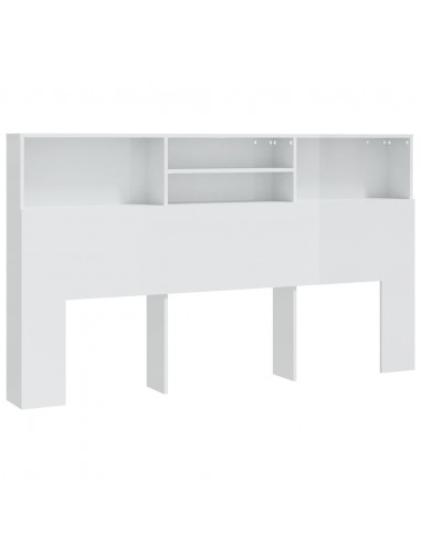 Testiera con Scomparti Bianco Lucido 180x19x103,5 cm