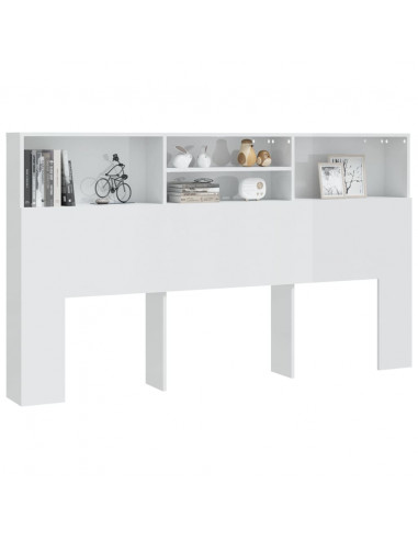 Testiera con Scomparti Bianco Lucido 180x19x103,5 cm