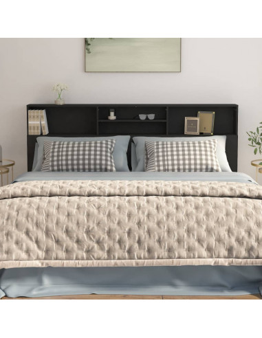 Testiera con Contenitore Nero 200x19x103,5 cm