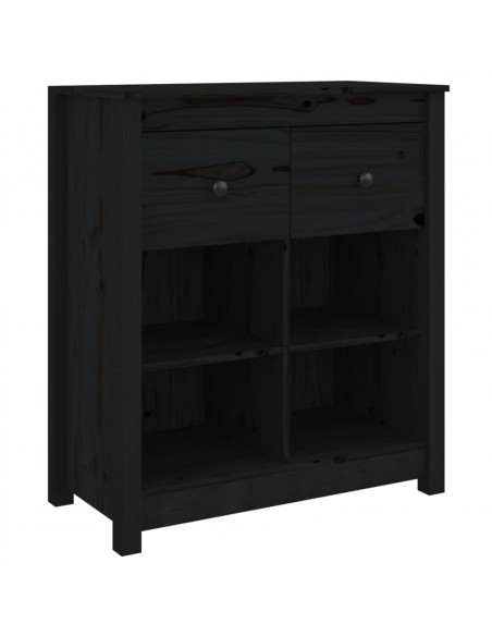 Credenza Nera 70x35x80 cm in Legno Massello di Pino