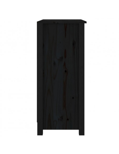 Credenza Nera 70x35x80 cm in Legno Massello di Pino