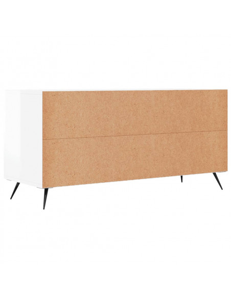Mobile Porta TV Bianco Lucido 102x36x50 cm in Legno Multistrato
