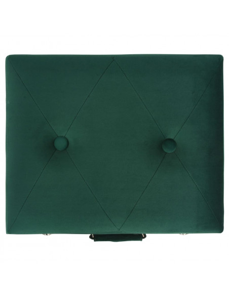 Sgabelli con Contenitore 3 pz in Velluto Verde