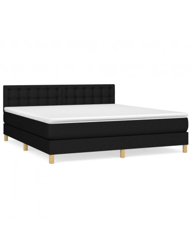 Giroletto a Molle con Materasso Nero 160x200 cm in Tessuto