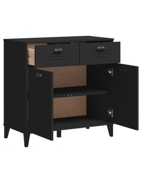 Credenza VIKEN Nera 80x40x80 cm in Legno Massello di Pino
