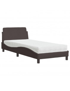 Letto con Materasso Marrone Scuro 80x200 cm in Tessuto 2