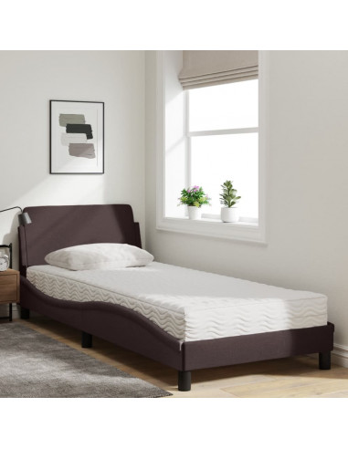 Letto con Materasso Marrone Scuro 80x200 cm in Tessuto