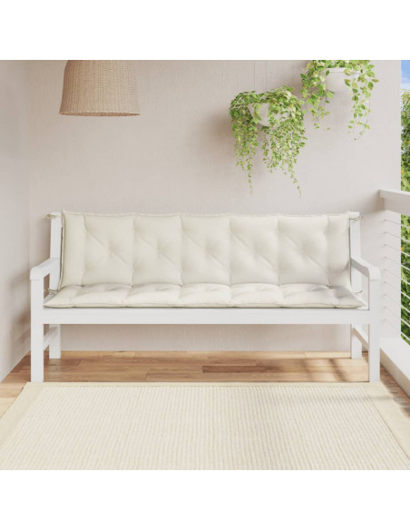 Cuscini Panca Giardino 2pz Crema Mélange 180x50x7 cm Tessuto