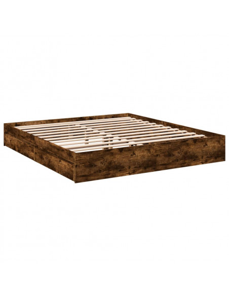Giroletto con Cassetti Rovere Fumo 200x200 cm Legno Multistrato