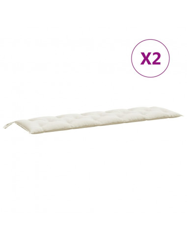 Cuscini Panca Giardino 2pz Crema Mélange 180x50x7 cm Tessuto