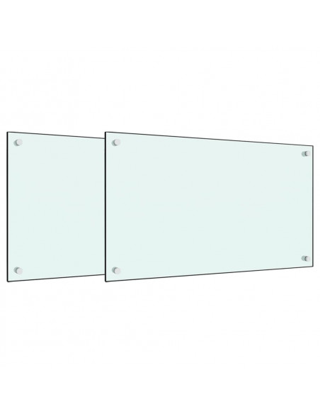 Paraschizzi per Cucina 2 pz Bianchi 70x60 cm in Vetro Temperato