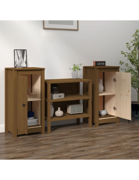 Credenze 2 pz Miele 40x35x80 cm in Legno Massello di Pino
