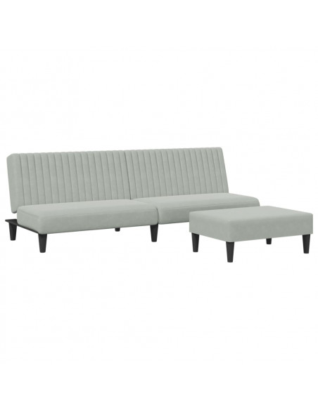 Set di Divani 2 pz Grigio Chiaro in Velluto