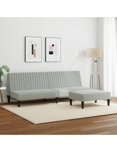 Set di Divani 2 pz Grigio Chiaro in Velluto