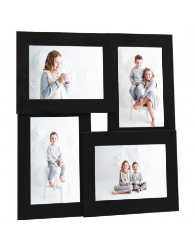 Cornice Multipla per 4 Foto 10x15cm Nera in MDF