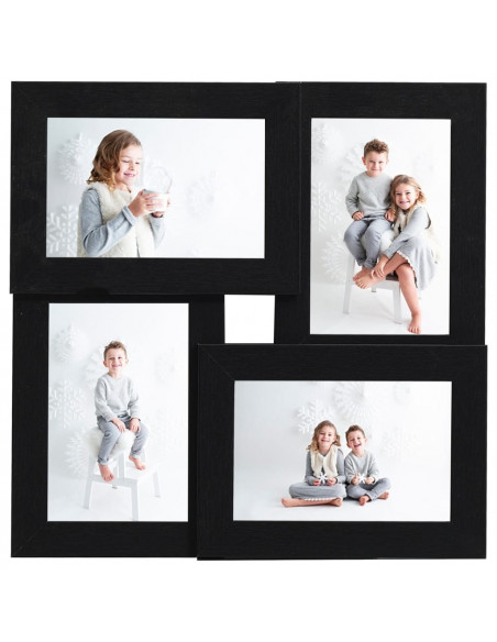 Cornice Multipla per 4 Foto 10x15cm Nera in MDF