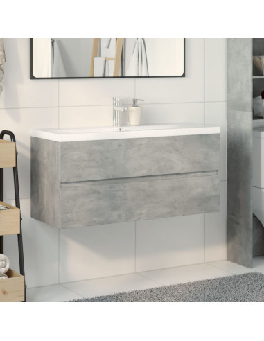 Set Mobili da Bagno 2 pz Grigio Cemento in Legno Multistrato