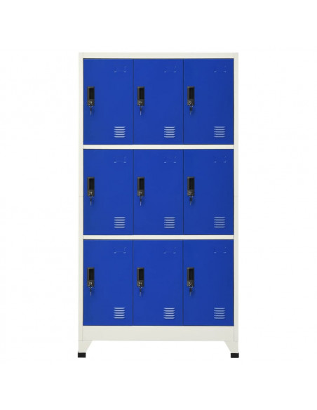 Armadietto con Serratura Grigio e Blu 90x45x180 cm in Acciaio