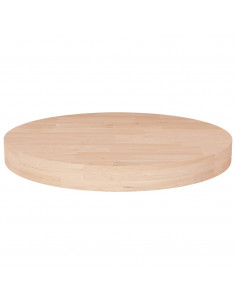 Piano Tavolo Rotondo Ø40x4 cm Massello di Rovere Non Trattato 2