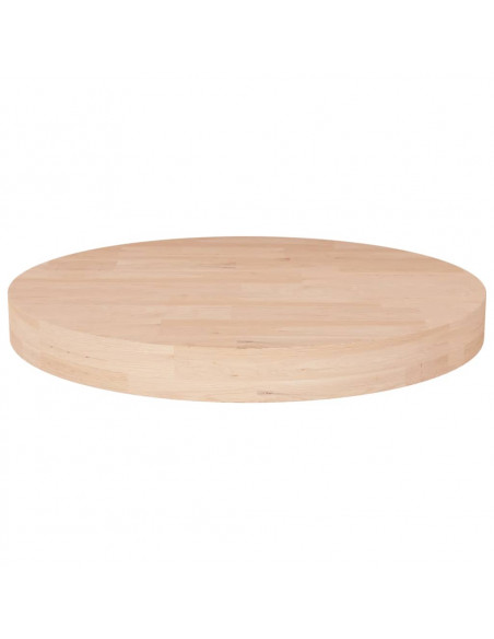 Piano Tavolo Rotondo Ø40x4 cm Massello di Rovere Non Trattato