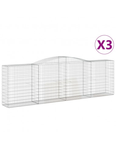 Cesti Gabbioni ad Arco 3 pz 400x50x120/140 cm Ferro Zincato