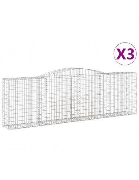 Cesti Gabbioni ad Arco 3 pz 400x50x120/140 cm Ferro Zincato