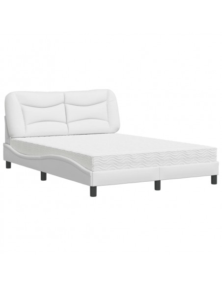 Letto con Materasso Bianco 140x200 cm in Similpelle