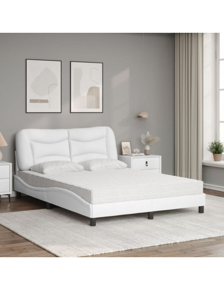 Letto con Materasso Bianco 140x200 cm in Similpelle