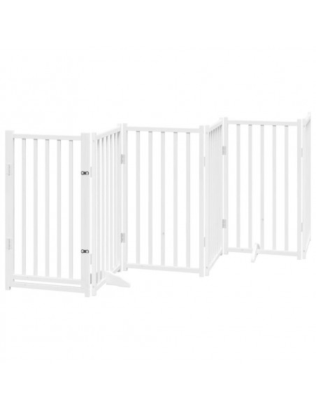Cancello Cani Porta Pieghevole Bianco 9 Pannelli 450 cm Pioppo