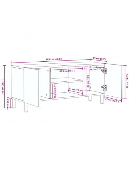 Mobile Porta TV Nero 105x33x46 cm in Legno Multistrato