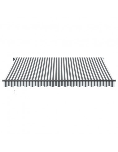 Tenda Retrattile Manuale con LED Antracite e Bianco 400x350 cm