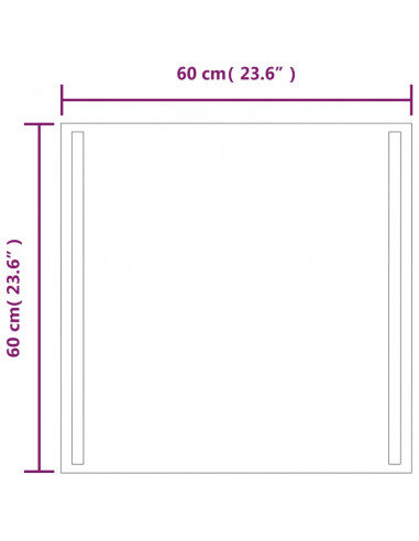 Specchio da Bagno con Luci LED 60x60 cm