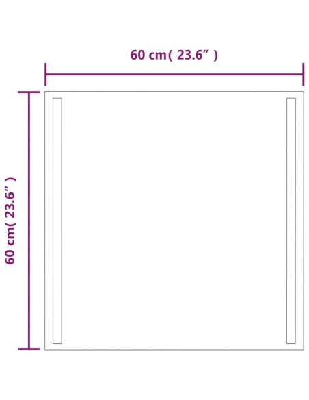 Specchio da Bagno con Luci LED 60x60 cm