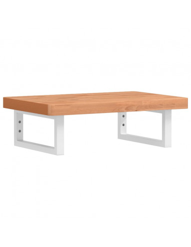 Ripiano a Parete per Lavabo in Acciaio e Massello di Faggio