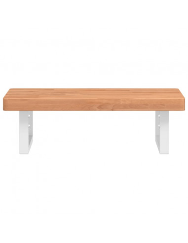 Ripiano a Parete per Lavabo in Acciaio e Massello di Faggio