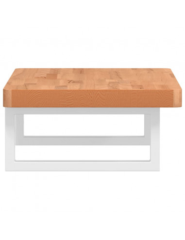 Ripiano a Parete per Lavabo in Acciaio e Massello di Faggio