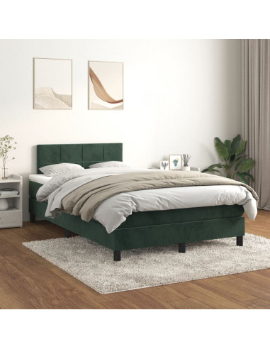 Giroletto a Molle con Materasso Verde Scuro 120x190 cm Velluto