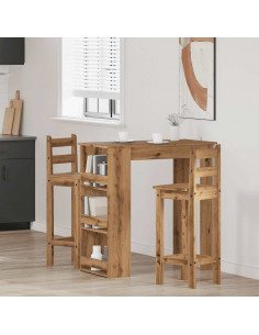 Tavolo da Bar con Ripiani Rovere 102x50x103,5 cm in Truciolato 2