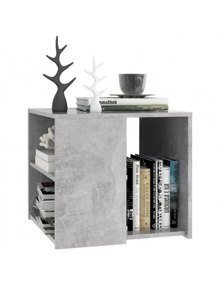 Tavolino Grigio Cemento 50x50x45 cm in Legno Multistrato
