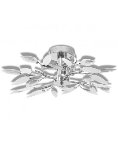 Lampada da Soffitto Foglie Bianco e Acrilico Trasparente 3xE14