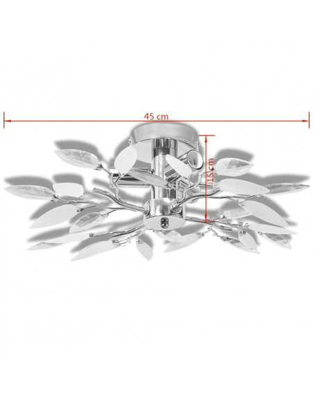Lampada da Soffitto Foglie Bianco e Acrilico Trasparente 3xE14