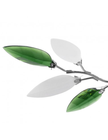 Lampada Soffitto Foglie Bianco e Verde Cristallo Acrilico 3xE14