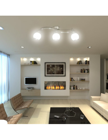 Lampada Soffitto Paralumi Vetro Tubi a Onda per 3 Lampadine E14