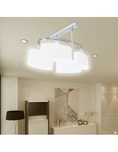 Lampada da Soffitto Ellissoidale Vetro Paralume 4 Lampadine E14