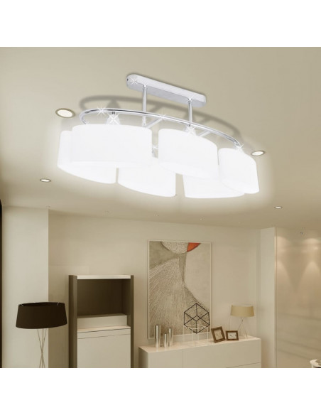 Lampada da Soffitto Paralume Ellissoidale Vetro 6 Lampadine E14