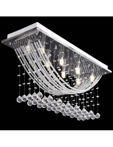 Lampada da Soffitto Bianca con Cristalli di Vetro 8 x G9 29 cm